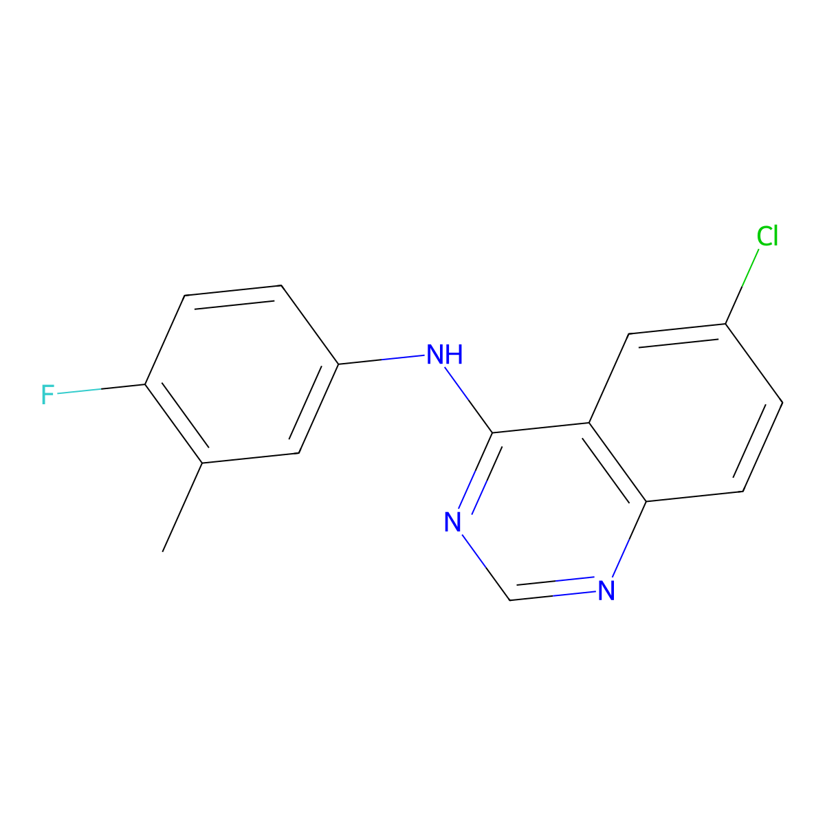 6-chloro-N-(4-fluoro-3-methylphenyl)quinazolin-4-amine molecular structure, CAS 1260923-83-8