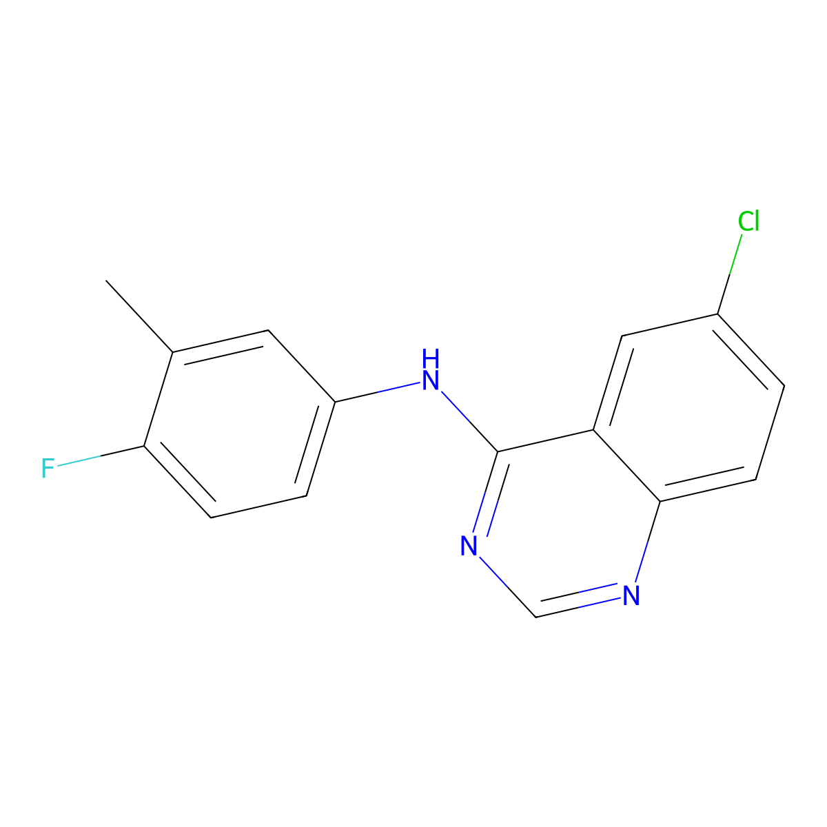 6-chloro-N-(4-fluoro-3-methylphenyl)quinazolin-4-amine molecular structure, CAS 1260923-83-8
