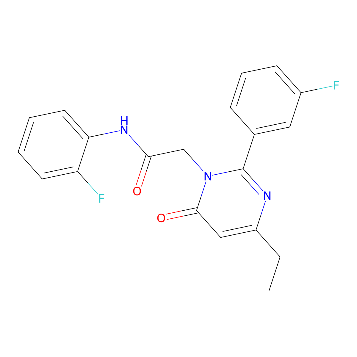 2-[4-ethyl-2-(3-fluorophenyl)-6-oxopyrimidin-1(6H)-yl]-N-(2-fluorophenyl)acetamide molecular structure, CAS 1260924-10-4