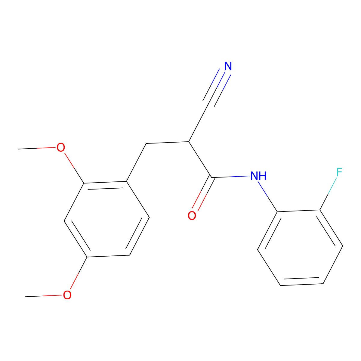 2-cyano-3-(2,4-dimethoxyphenyl)-N-(2-fluorophenyl)propanamide molecular structure, CAS 1260924-62-6