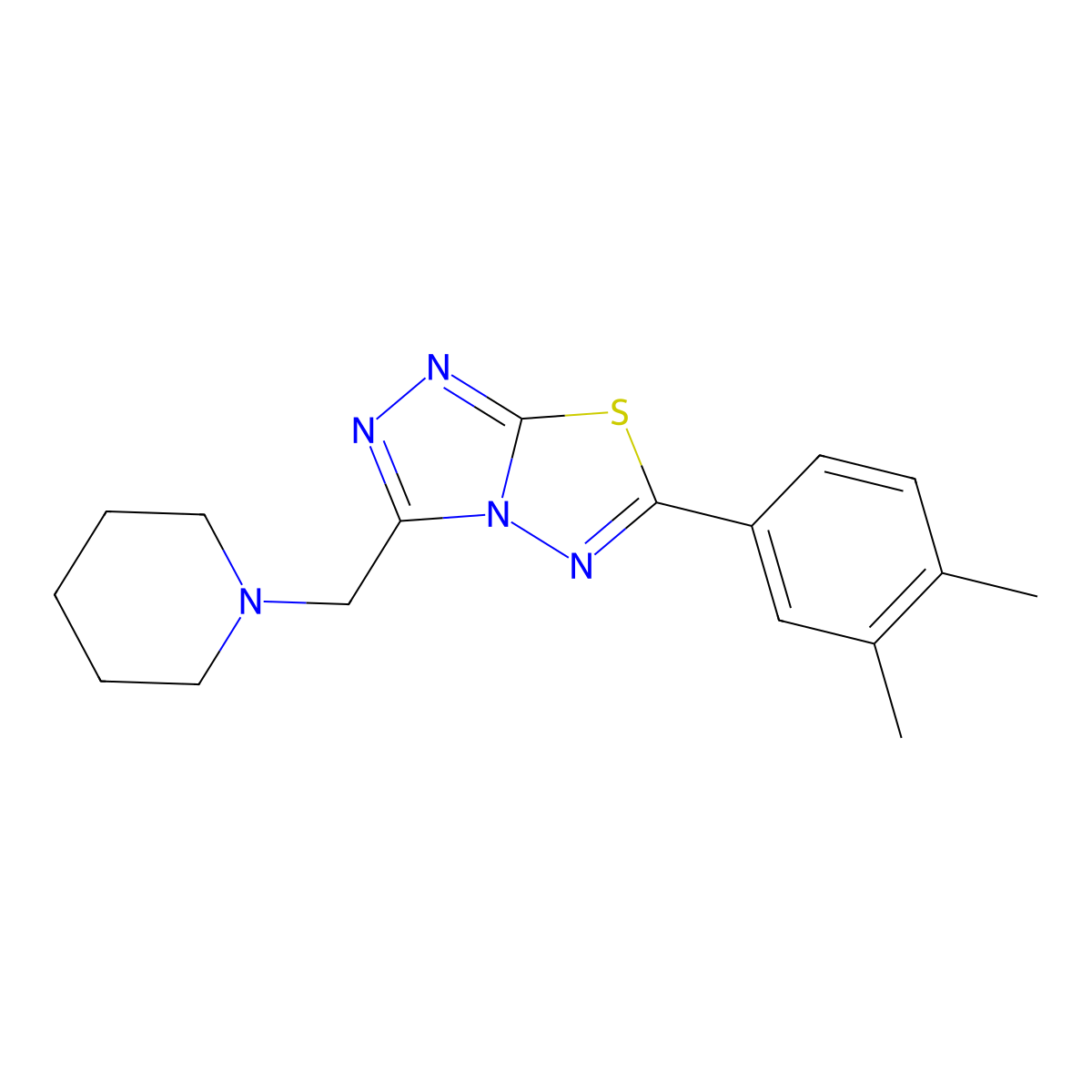 6-(3,4-Dimethylphenyl)-3-(1-piperidinylmethyl)[1,2,4]triazolo[3,4-b][1,3,4]thiadiazole molecular structure, CAS 1260924-80-8