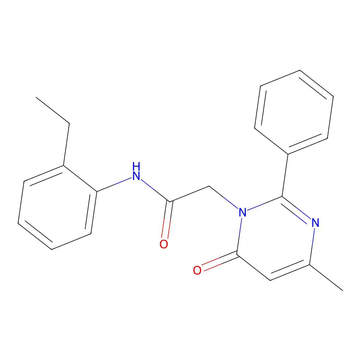 N-(2-ethylphenyl)-2-(4-methyl-6-oxo-2-phenylpyrimidin-1(6H)-yl)acetamide molecular structure, CAS 1260924-96-6