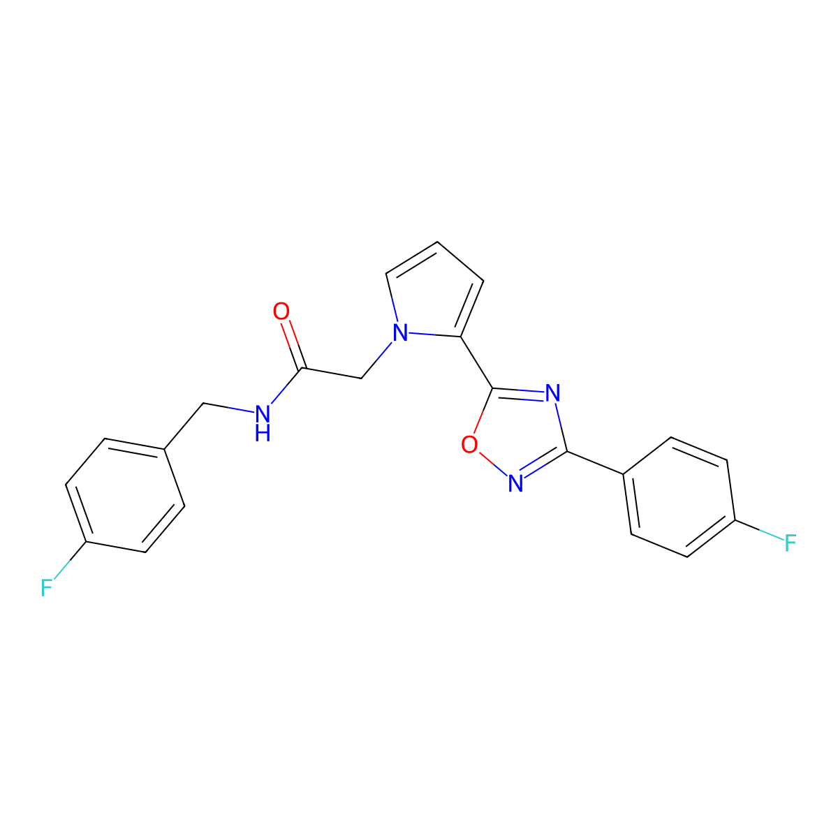N-(4-fluorobenzyl)-2-{2-[3-(4-fluorophenyl)-1,2,4-oxadiazol-5-yl]-1H-pyrrol-1-yl}acetamide molecular structure, CAS 1260925-35-6