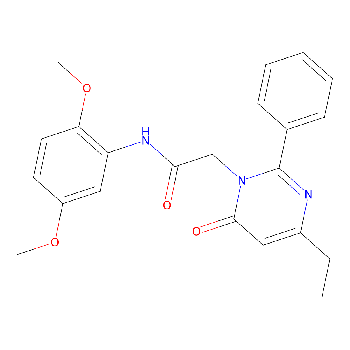 N-(2,5-dimethoxyphenyl)-2-(4-ethyl-6-oxo-2-phenylpyrimidin-1(6H)-yl)acetamide molecular structure, CAS 1260925-50-5