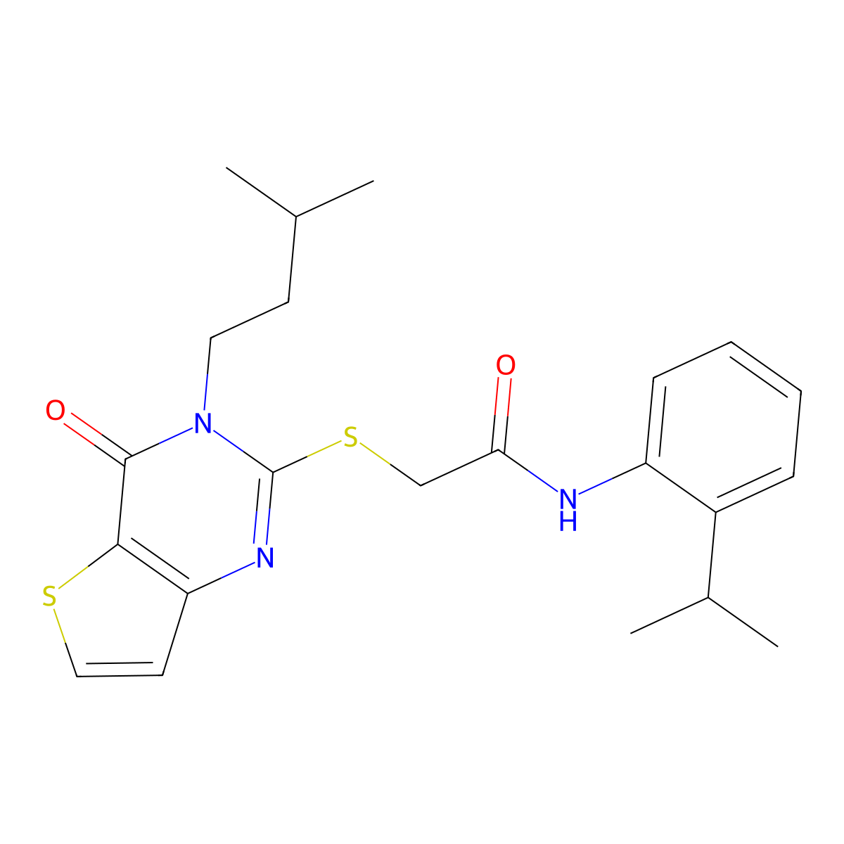 2-{[3-(3-methylbutyl)-4-oxo-3,4-dihydrothieno[3,2-d]pyrimidin-2-yl]sulfanyl}-N-[2-(propan-2-yl)phenyl]acetamide molecular structure, CAS 1260926-16-6