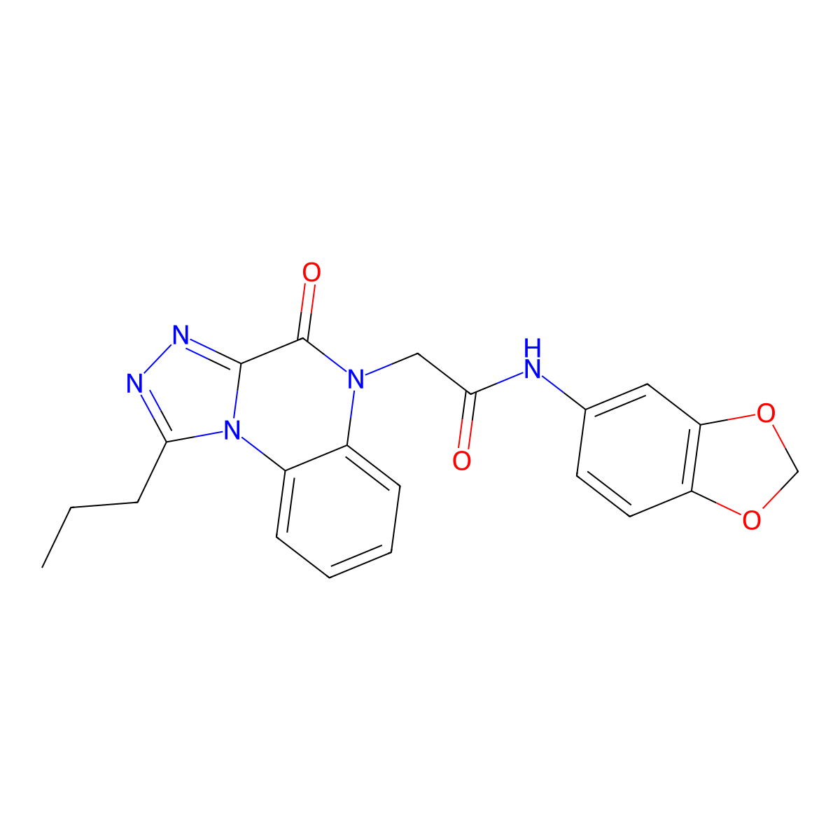 N-(1,3-benzodioxol-5-yl)-2-(4-oxo-1-propyl[1,2,4]triazolo[4,3-a]quinoxalin-5(4H)-yl)acetamide molecular structure, CAS 1260926-28-0