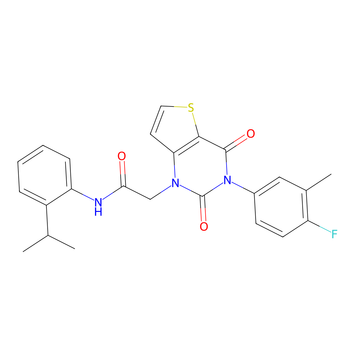 2-[3-(4-fluoro-3-methylphenyl)-2,4-dioxo-3,4-dihydrothieno[3,2-d]pyrimidin-1(2H)-yl]-N-[2-(propan-2-yl)phenyl]acetamide molecular structure, CAS 1260926-39-3