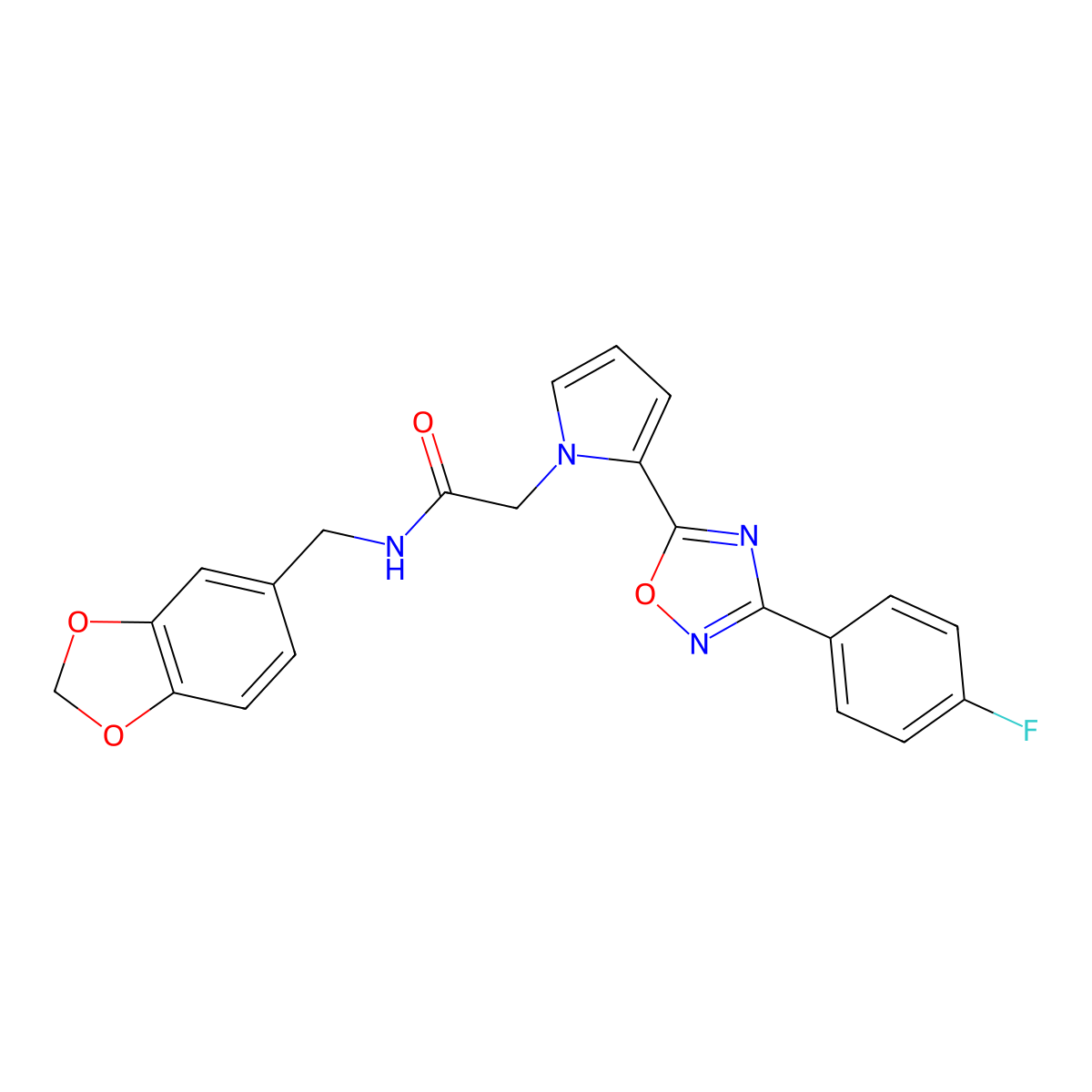 N-(1,3-benzodioxol-5-ylmethyl)-2-{2-[3-(4-fluorophenyl)-1,2,4-oxadiazol-5-yl]-1H-pyrrol-1-yl}acetamide molecular structure, CAS 1260926-61-1