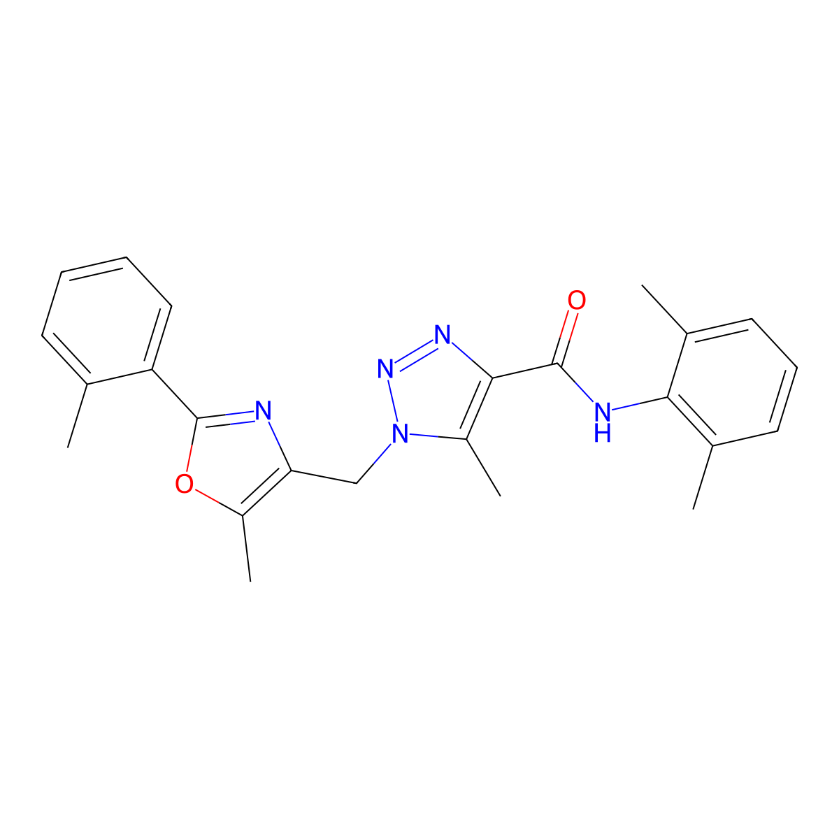 N-(2,6-dimethylphenyl)-5-methyl-1-{[5-methyl-2-(2-methylphenyl)-1,3-oxazol-4-yl]methyl}-1H-1,2,3-triazole-4-carboxamide molecular structure, CAS 1260926-72-4
