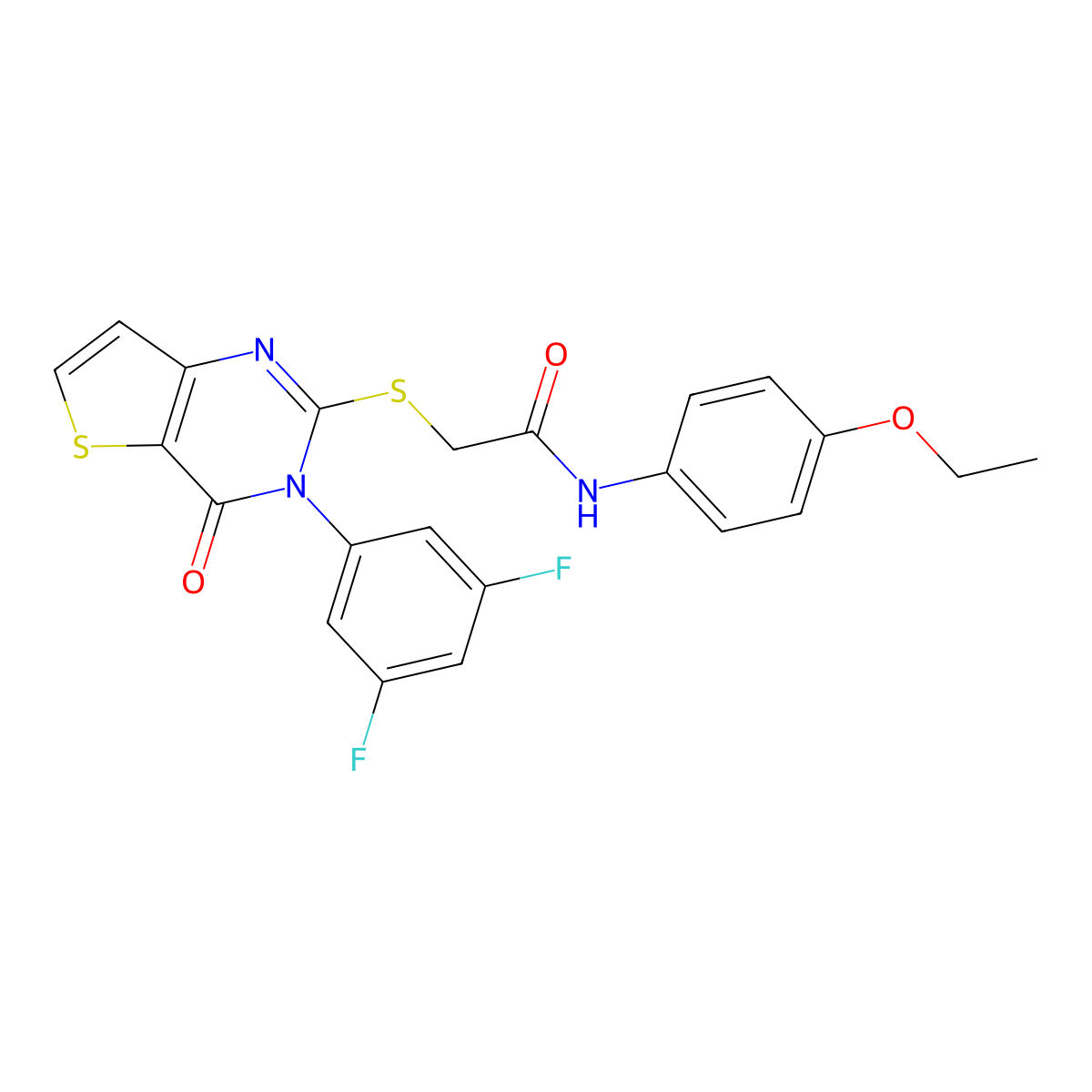 2-{[3-(3,5-difluorophenyl)-4-oxo-3,4-dihydrothieno[3,2-d]pyrimidin-2-yl]sulfanyl}-N-(4-ethoxyphenyl)acetamide molecular structure, CAS 1260927-61-4