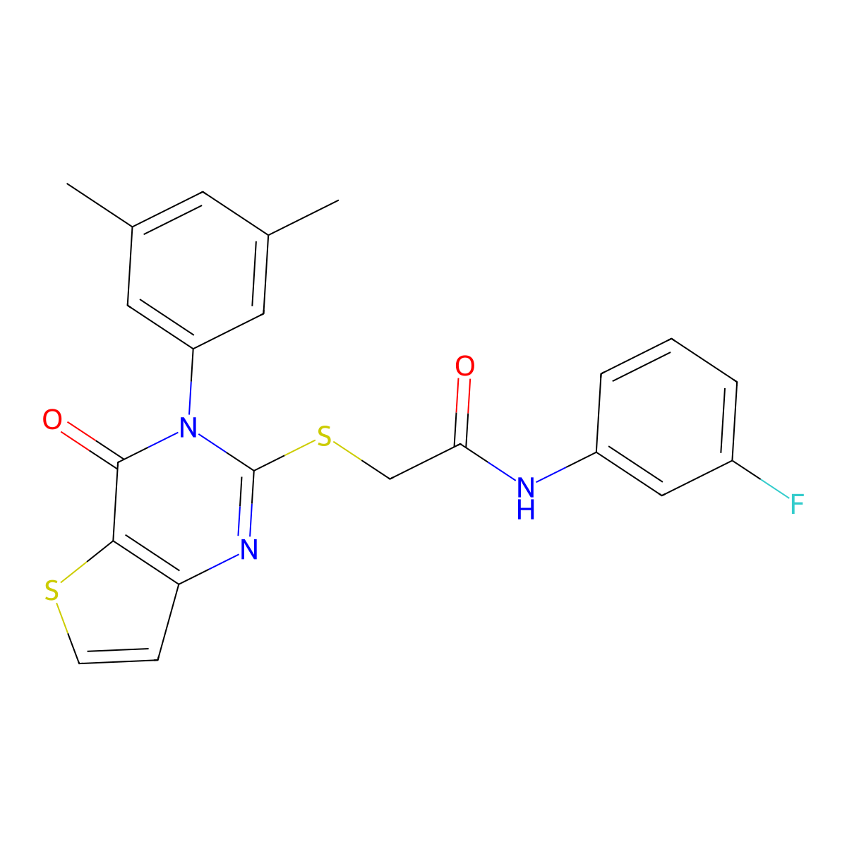 2-{[3-(3,5-dimethylphenyl)-4-oxo-3,4-dihydrothieno[3,2-d]pyrimidin-2-yl]sulfanyl}-N-(3-fluorophenyl)acetamide molecular structure, CAS 1260928-17-3