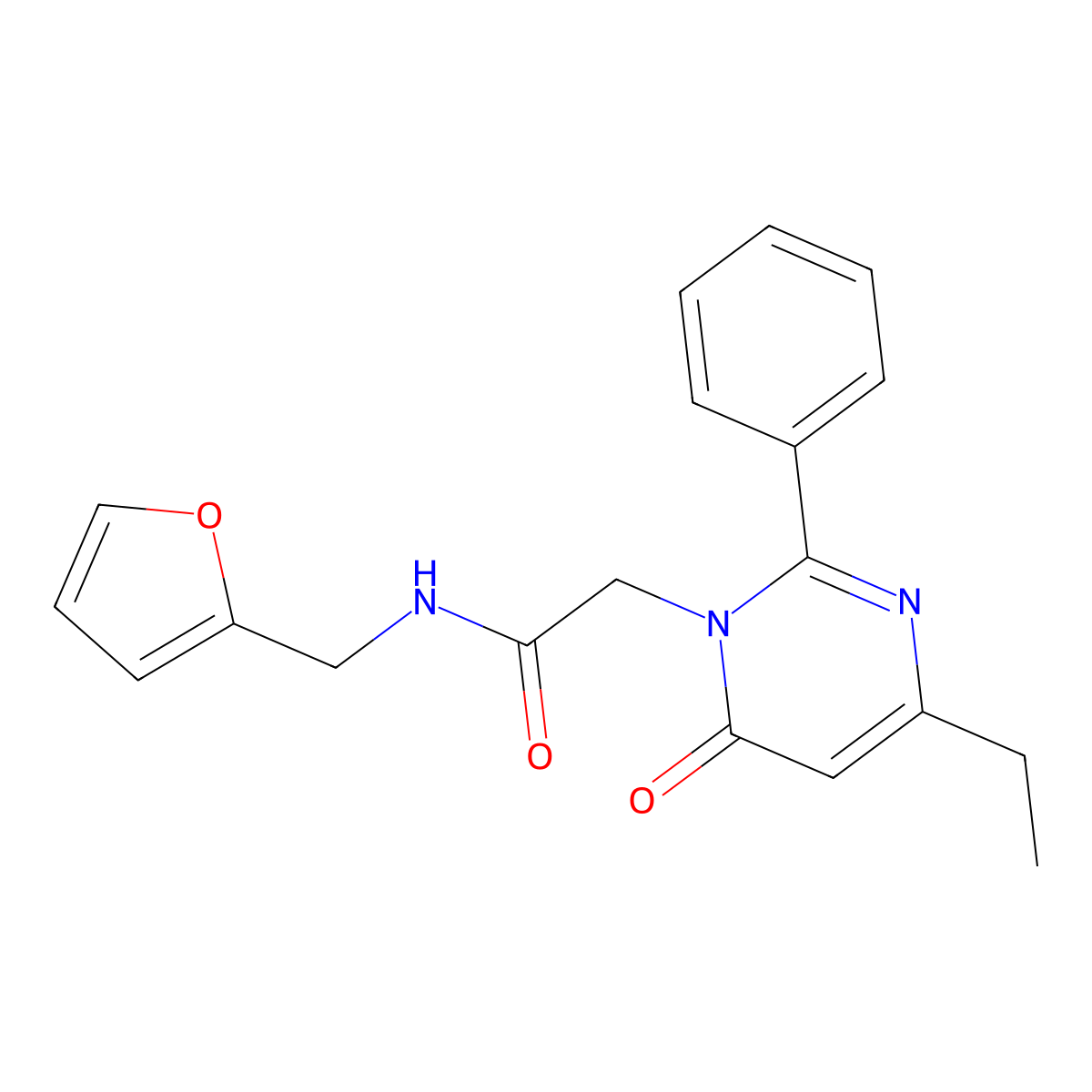 2-(4-ethyl-6-oxo-2-phenylpyrimidin-1(6H)-yl)-N-(2-furylmethyl)acetamide molecular structure, CAS 1260928-56-0