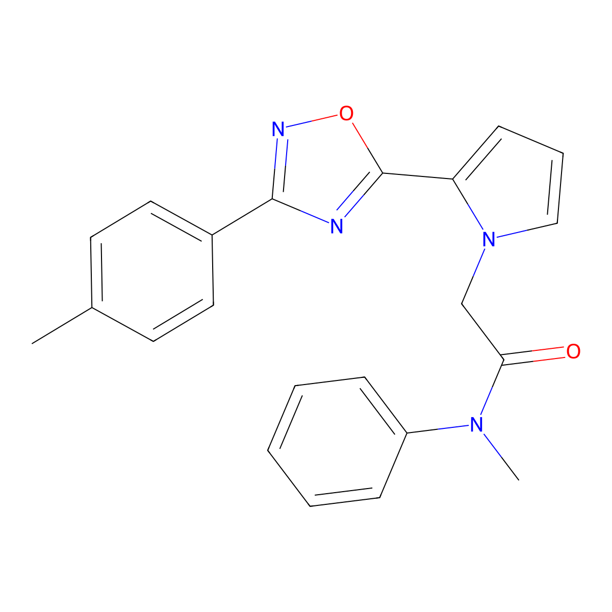 N-methyl-2-{2-[3-(4-methylphenyl)-1,2,4-oxadiazol-5-yl]-1H-pyrrol-1-yl}-N-phenylacetamide molecular structure, CAS 1260928-69-5