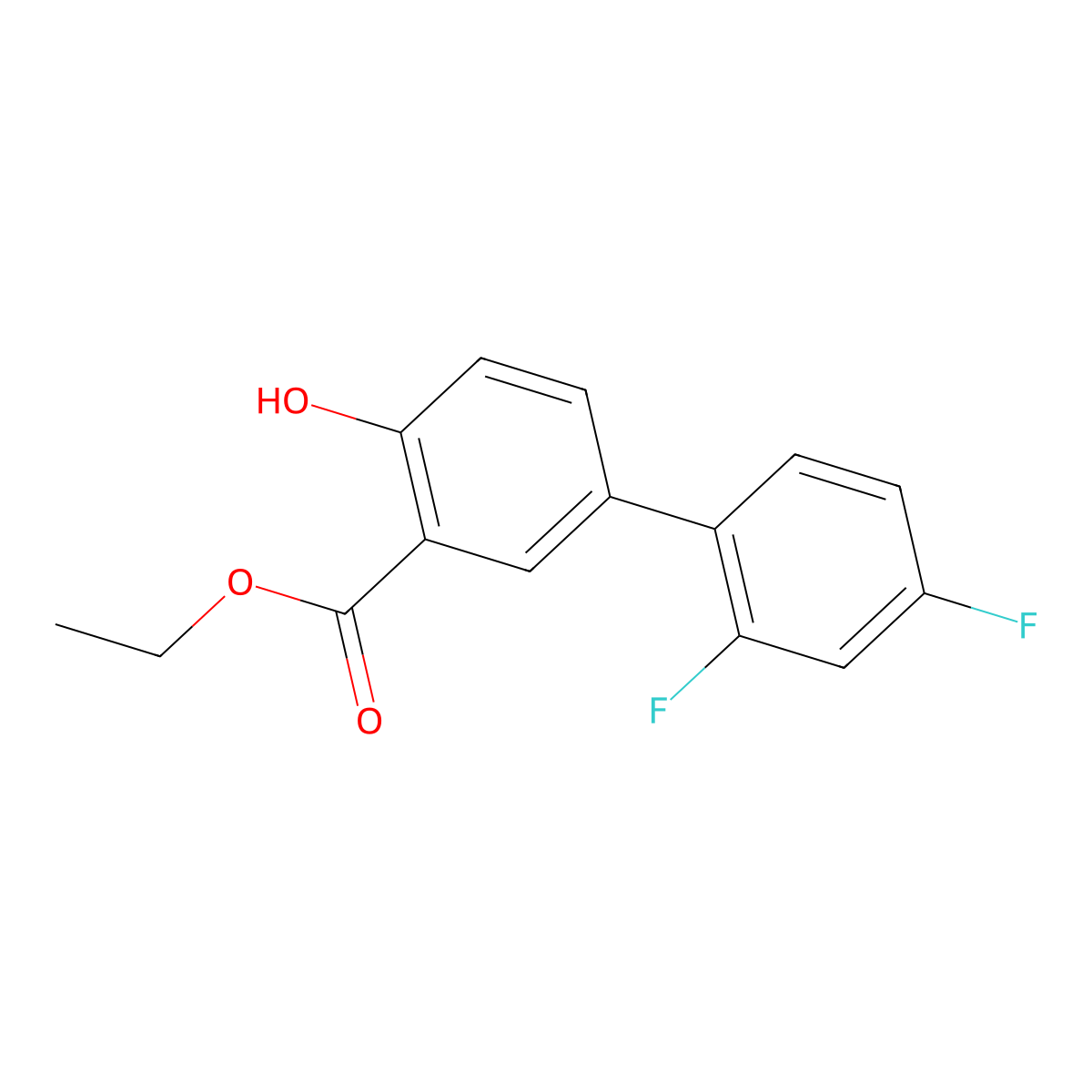 Ethyl 2',4'-Difluoro-4-hydroxy[1,1'-biphenyl]-3-carboxylate molecular structure, CAS 126093-86-5