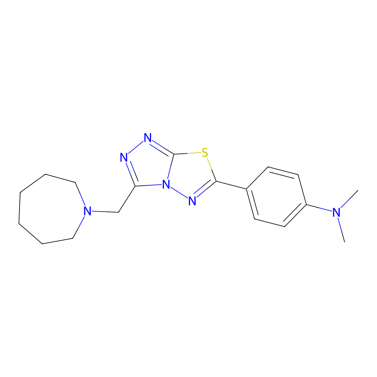 4-[3-(azepan-1-ylmethyl)[1,2,4]triazolo[3,4-b][1,3,4]thiadiazol-6-yl]-N,N-dimethylaniline molecular structure, CAS 1260930-20-8