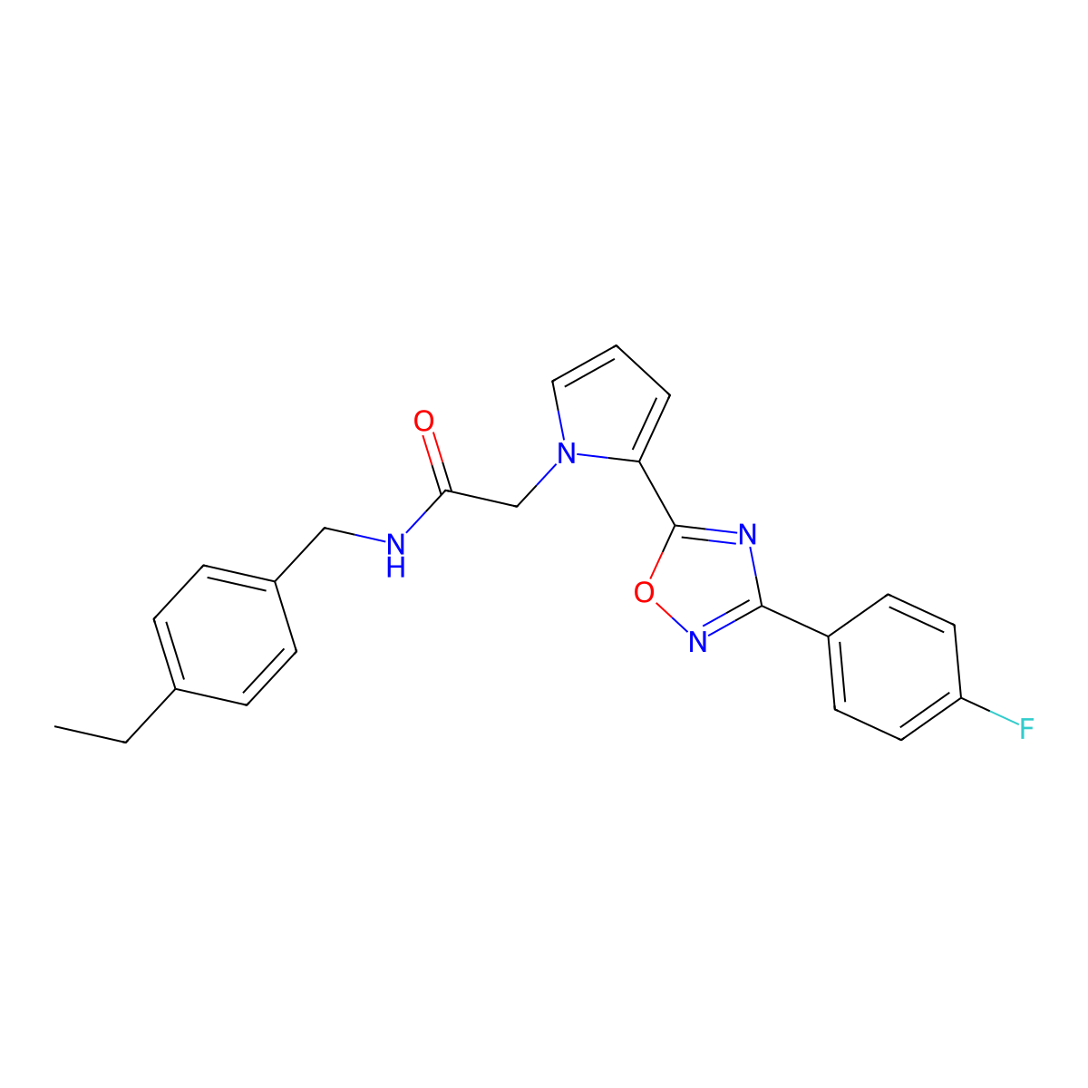 N-(4-ethylbenzyl)-2-(2-(3-(4-fluorophenyl)-1,2,4-oxadiazol-5-yl)-1H-pyrrol-1-yl)acetamide molecular structure, CAS 1260930-31-1