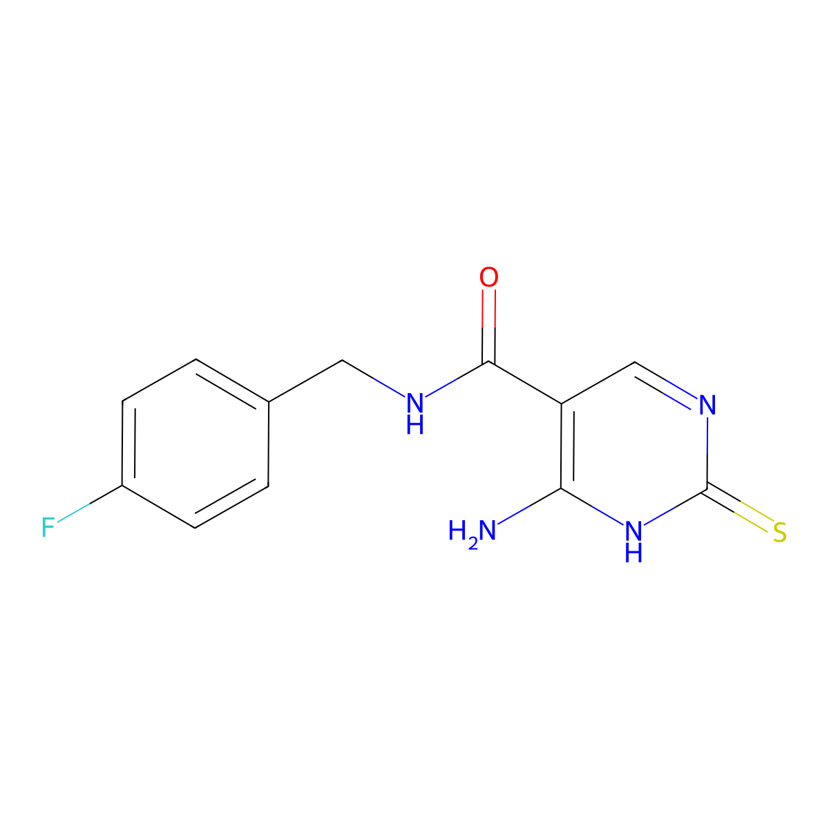4-amino-N-(4-fluorobenzyl)-2-mercaptopyrimidine-5-carboxamide molecular structure, CAS 1260930-71-9