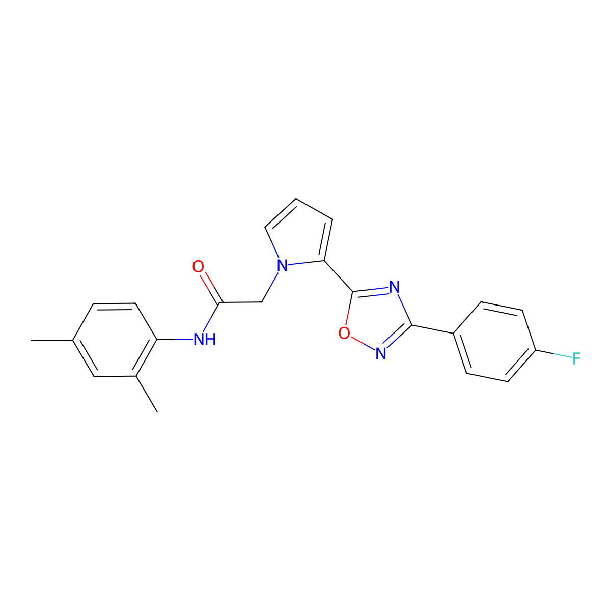N-(2,4-dimethylphenyl)-2-{2-[3-(4-fluorophenyl)-1,2,4-oxadiazol-5-yl]-1H-pyrrol-1-yl}acetamide molecular structure, CAS 1260930-77-5
