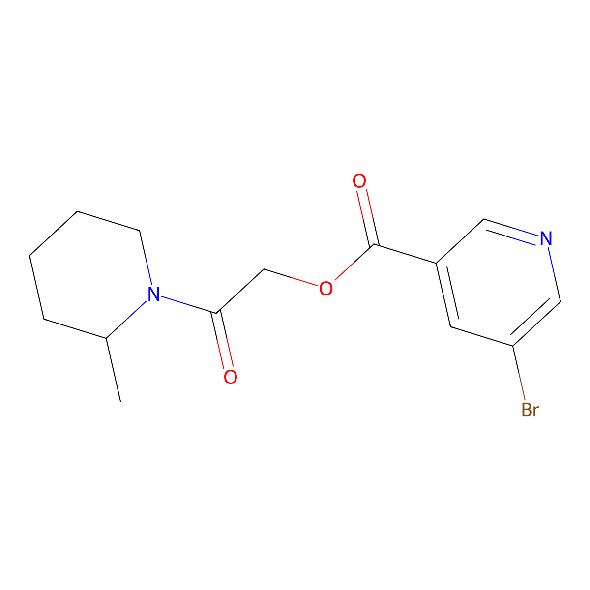 2-(2-Methylpiperidin-1-yl)-2-oxoethyl 5-bromopyridine-3-carboxylate molecular structure, CAS 1260931-09-6