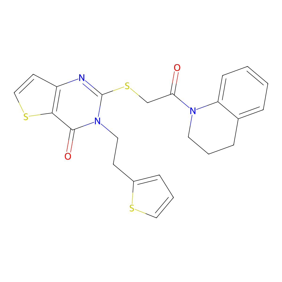 2-{[2-(3,4-dihydroquinolin-1(2H)-yl)-2-oxoethyl]sulfanyl}-3-[2-(thiophen-2-yl)ethyl]thieno[3,2-d]pyrimidin-4(3H)-one molecular structure, CAS 1260931-61-0