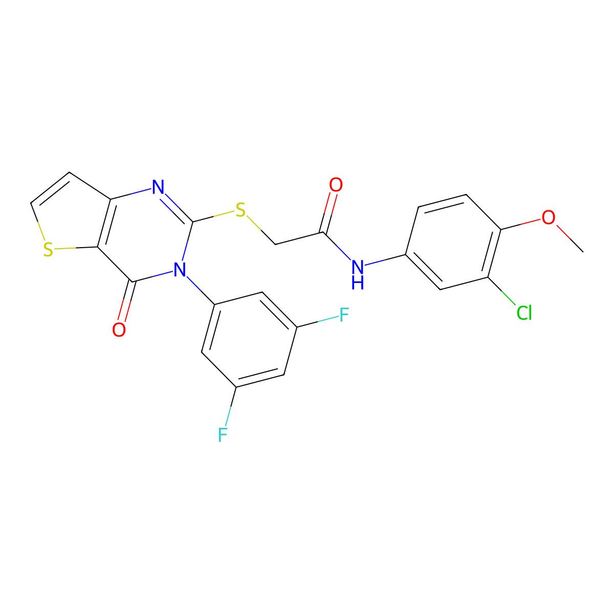 N-(3-chloro-4-methoxyphenyl)-2-{[3-(3,5-difluorophenyl)-4-oxo-3,4-dihydrothieno[3,2-d]pyrimidin-2-yl]sulfanyl}acetamide molecular structure, CAS 1260931-98-3