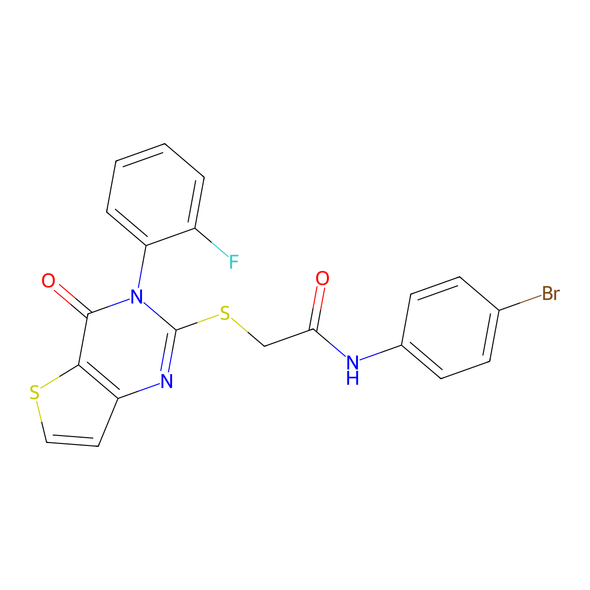 N-(4-bromophenyl)-2-{[3-(2-fluorophenyl)-4-oxo-3,4-dihydrothieno[3,2-d]pyrimidin-2-yl]sulfanyl}acetamide molecular structure, CAS 1260932-36-2