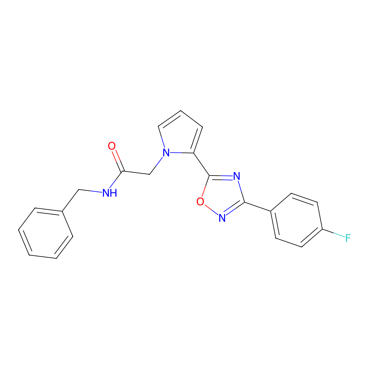 N-benzyl-2-{2-[3-(4-fluorophenyl)-1,2,4-oxadiazol-5-yl]-1H-pyrrol-1-yl}acetamide molecular structure, CAS 1260932-76-0
