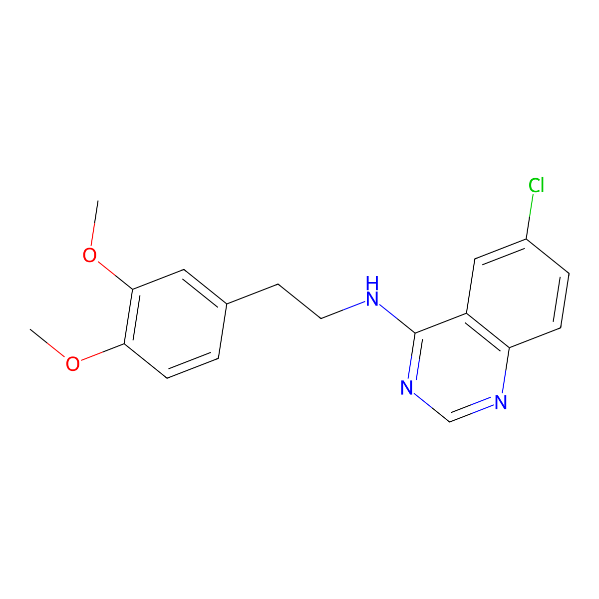 6-chloro-N-[2-(3,4-dimethoxyphenyl)ethyl]quinazolin-4-amine molecular structure, CAS 1260932-80-6