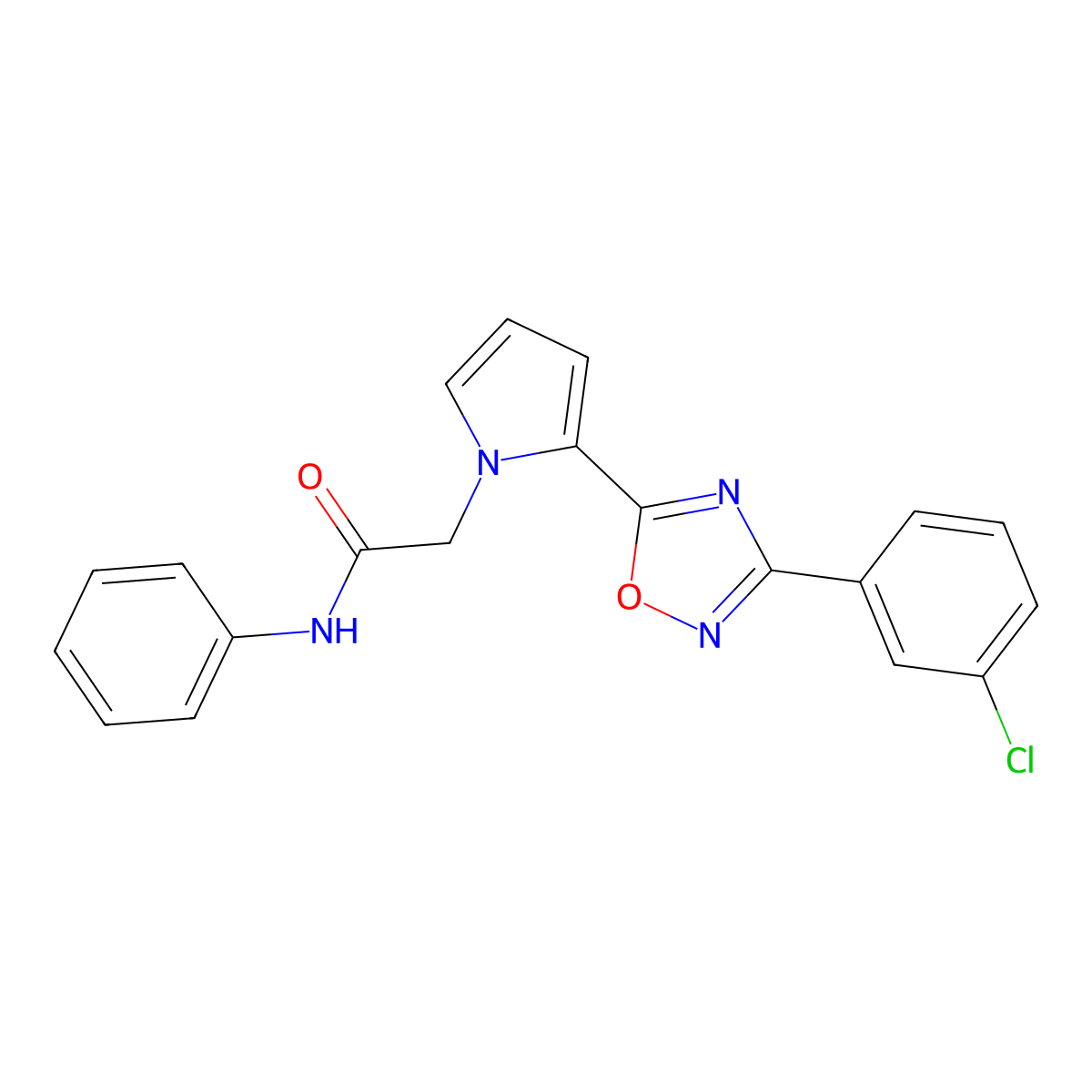 2-{2-[3-(3-chlorophenyl)-1,2,4-oxadiazol-5-yl]-1H-pyrrol-1-yl}-N-phenylacetamide molecular structure, CAS 1260933-15-0