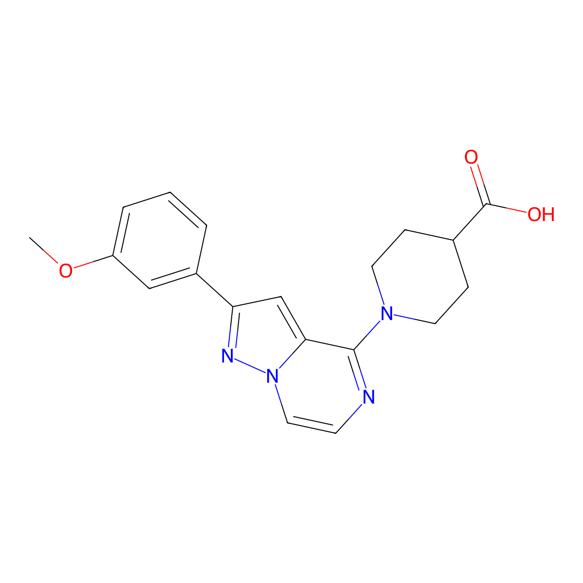 1-[2-(3-Methoxyphenyl)pyrazolo[1,5-a]pyrazin-4-yl]piperidine-4-carboxylic acid molecular structure, CAS 1260933-41-2
