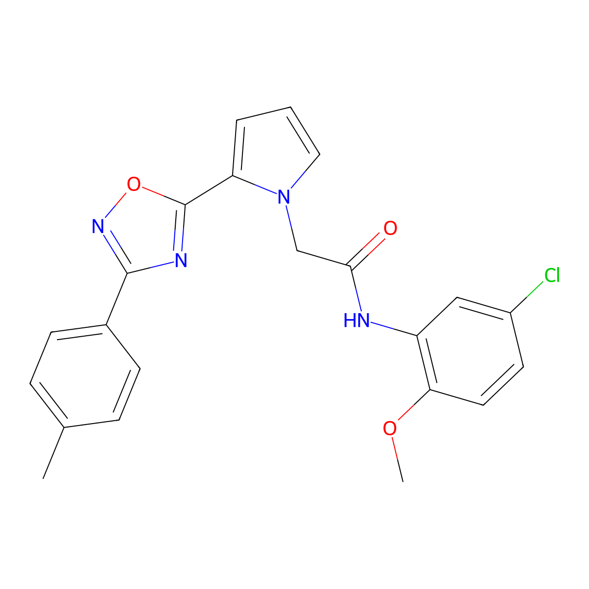 N-(5-chloro-2-methoxyphenyl)-2-{2-[3-(4-methylphenyl)-1,2,4-oxadiazol-5-yl]-1H-pyrrol-1-yl}acetamide molecular structure, CAS 1260933-57-0