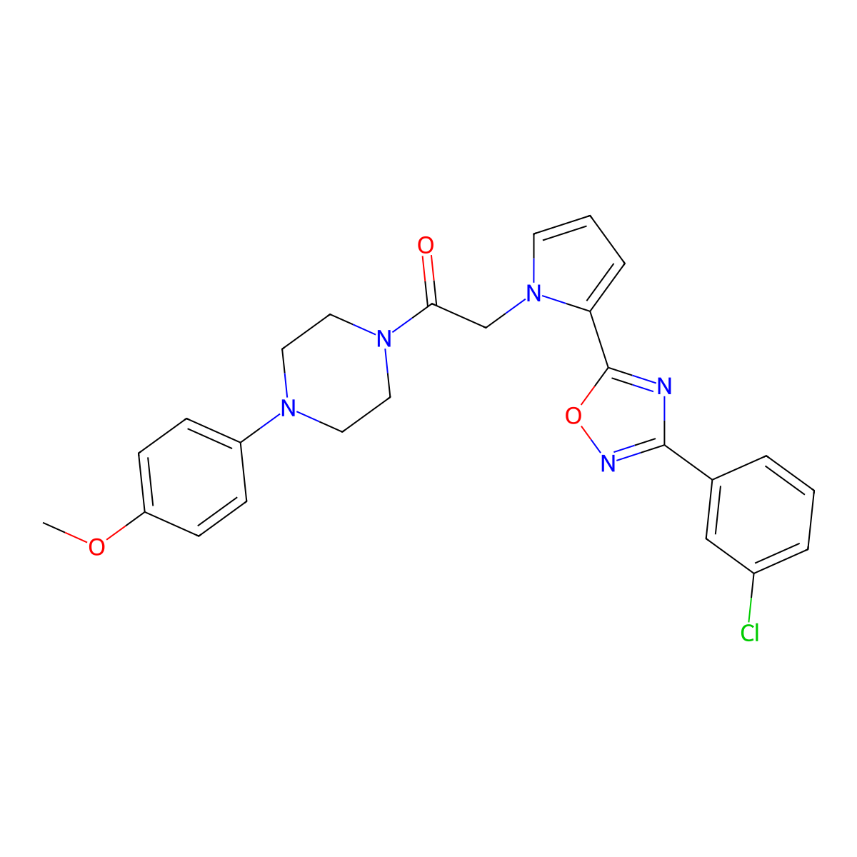 2-{2-[3-(3-chlorophenyl)-1,2,4-oxadiazol-5-yl]-1H-pyrrol-1-yl}-1-[4-(4-methoxyphenyl)piperazin-1-yl]ethanone molecular structure, CAS 1260934-01-7