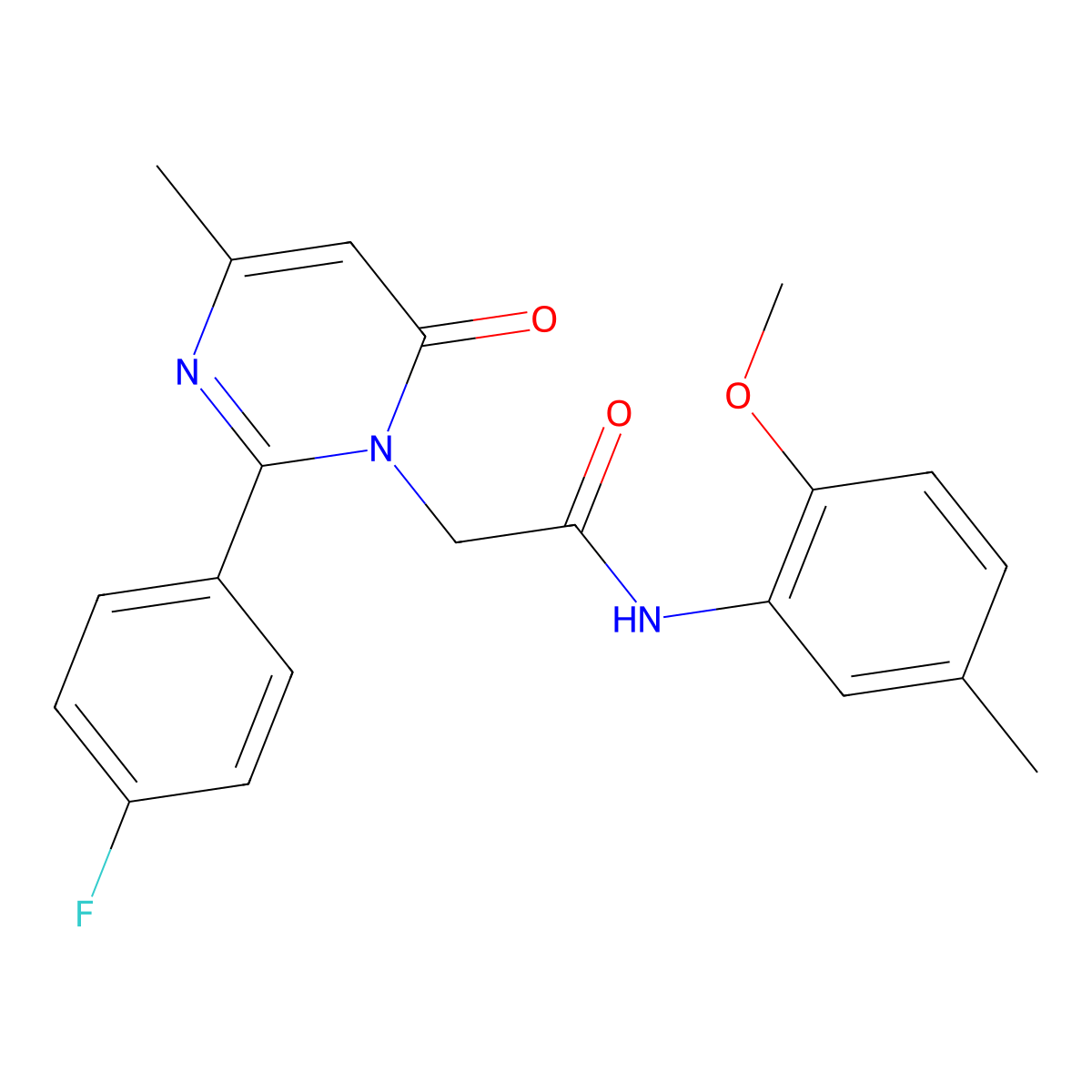 2-[2-(4-fluorophenyl)-4-methyl-6-oxopyrimidin-1(6H)-yl]-N-(2-methoxy-5-methylphenyl)acetamide molecular structure, CAS 1260934-34-6