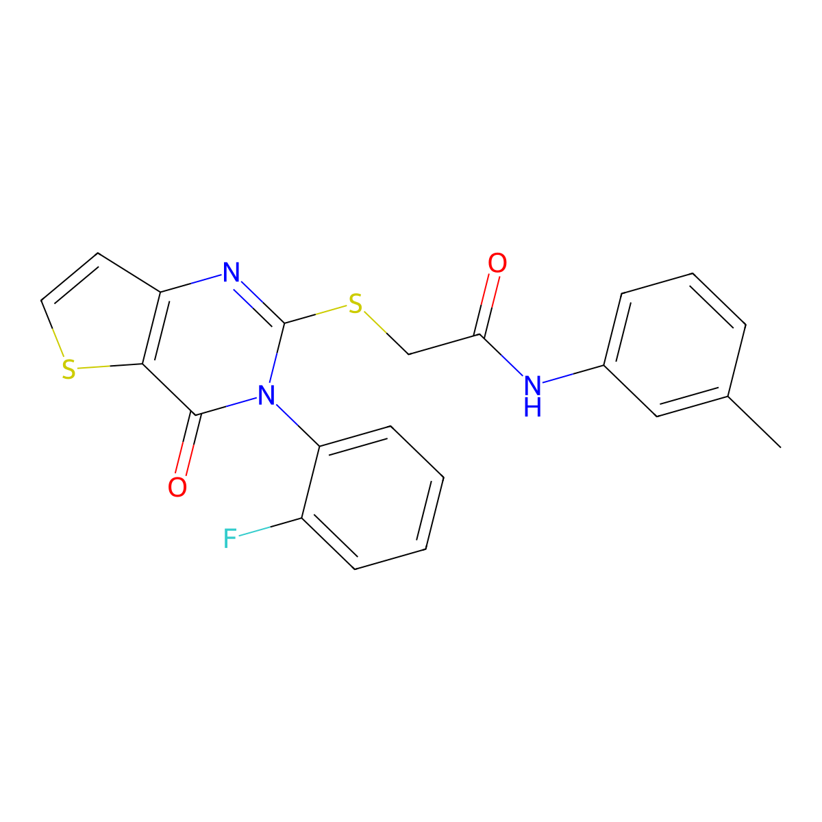 2-{[3-(2-fluorophenyl)-4-oxo-3,4-dihydrothieno[3,2-d]pyrimidin-2-yl]sulfanyl}-N-(3-methylphenyl)acetamide molecular structure, CAS 1260934-36-8