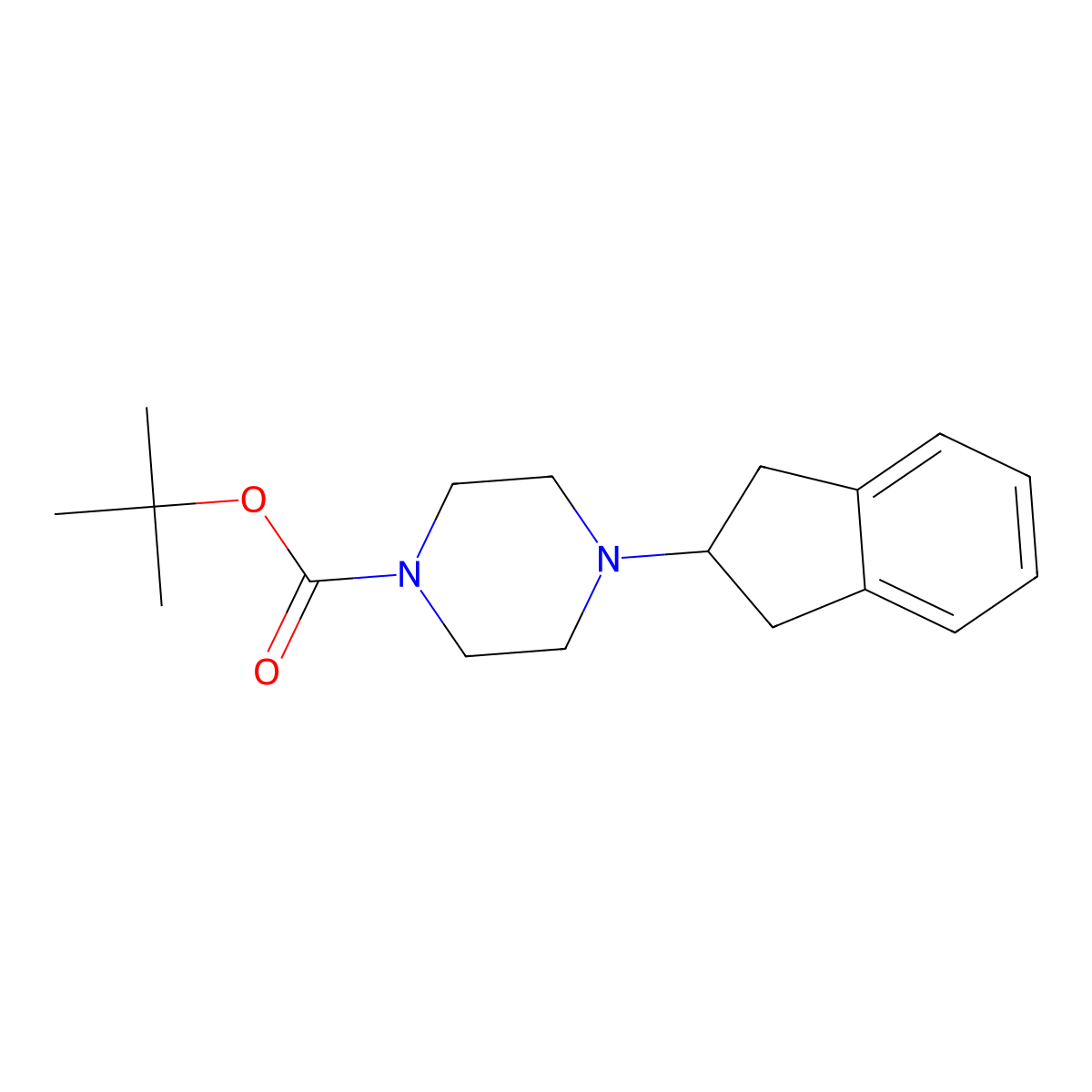 tert-butyl 4-(2,3-dihydro-1H-inden-2-yl)piperazine-1-carboxylate molecular structure, CAS 1260934-49-3