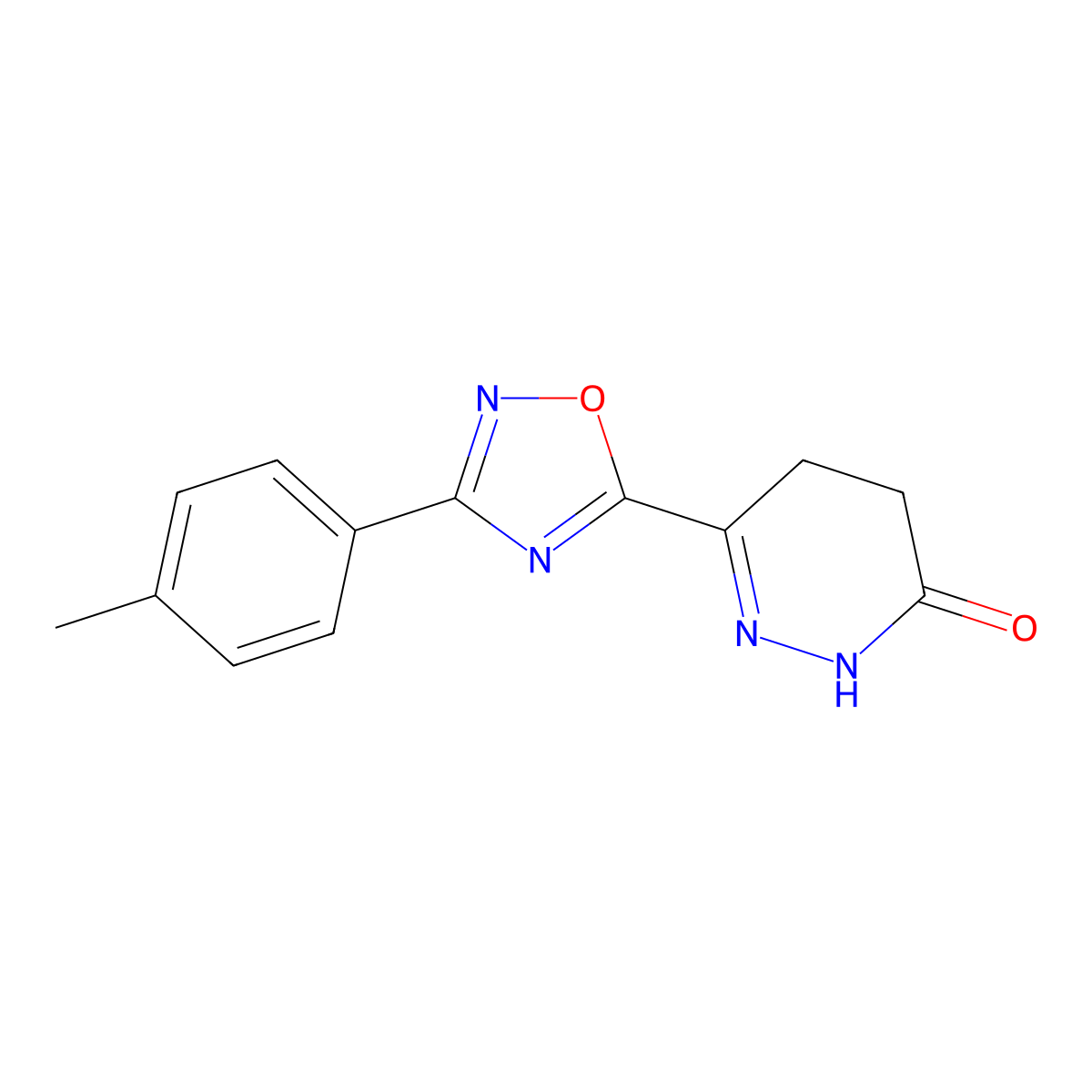 6-(3-(p-Tolyl)-1,2,4-oxadiazol-5-yl)-4,5-dihydropyridazin-3(2H)-one molecular structure, CAS 1260934-79-9