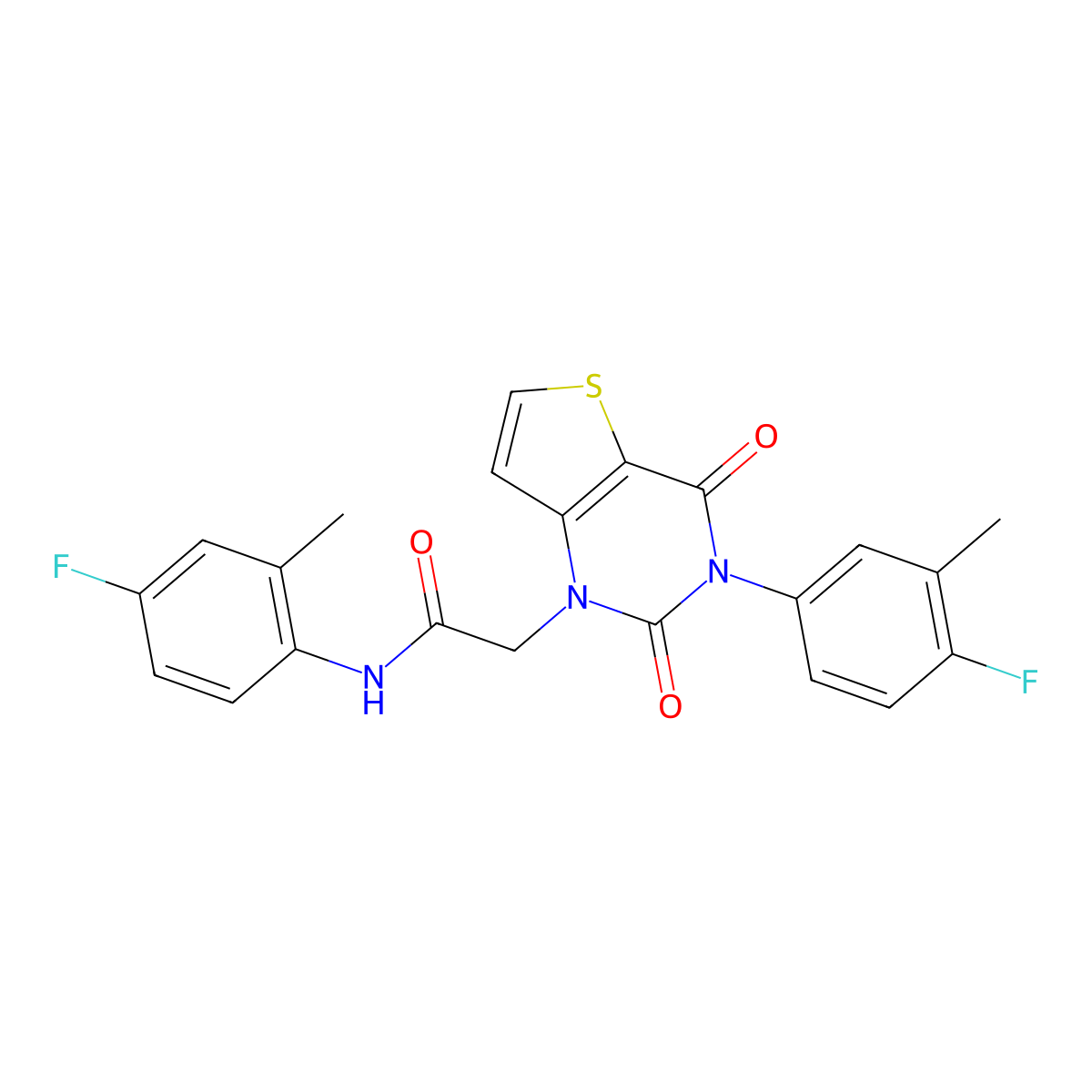 N-(4-fluoro-2-methylphenyl)-2-[3-(4-fluoro-3-methylphenyl)-2,4-dioxo-3,4-dihydrothieno[3,2-d]pyrimidin-1(2H)-yl]acetamide molecular structure, CAS 1260934-93-7