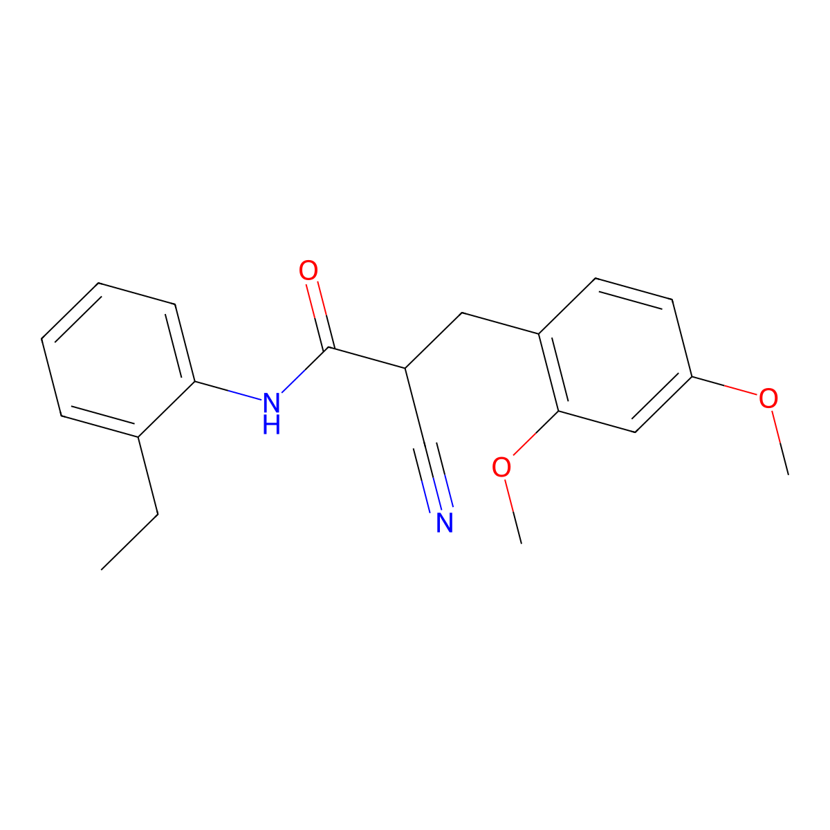 2-cyano-3-(2,4-dimethoxyphenyl)-N-(2-ethylphenyl)propanamide molecular structure, CAS 1260935-48-5