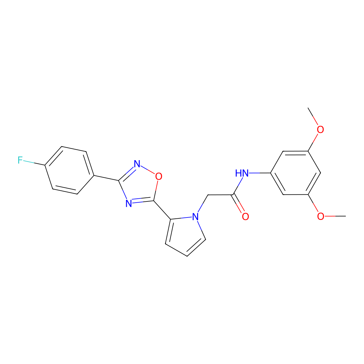 N-(3,5-dimethoxyphenyl)-2-{2-[3-(4-fluorophenyl)-1,2,4-oxadiazol-5-yl]-1H-pyrrol-1-yl}acetamide molecular structure, CAS 1260935-99-6