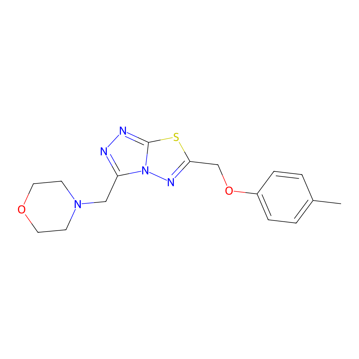 6-[(4-Methylphenoxy)methyl]-3-(morpholin-4-ylmethyl)[1,2,4]triazolo[3,4-b][1,3,4]thiadiazole molecular structure, CAS 1260936-13-7