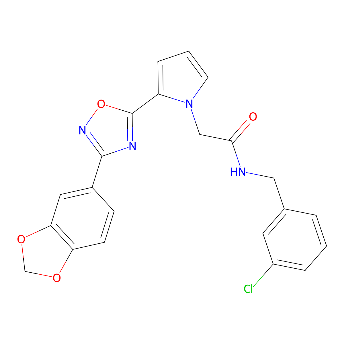 2-{2-[3-(1,3-benzodioxol-5-yl)-1,2,4-oxadiazol-5-yl]-1H-pyrrol-1-yl}-N-(3-chlorobenzyl)acetamide molecular structure, CAS 1260936-30-8