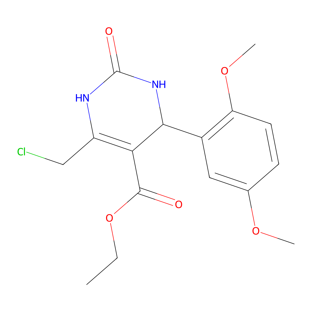 Ethyl 6-(chloromethyl)-4-(2,5-dimethoxyphenyl)-2-oxo-1,2,3,4-tetrahydropyrimidine-5-carboxylate molecular structure, CAS 1260936-36-4