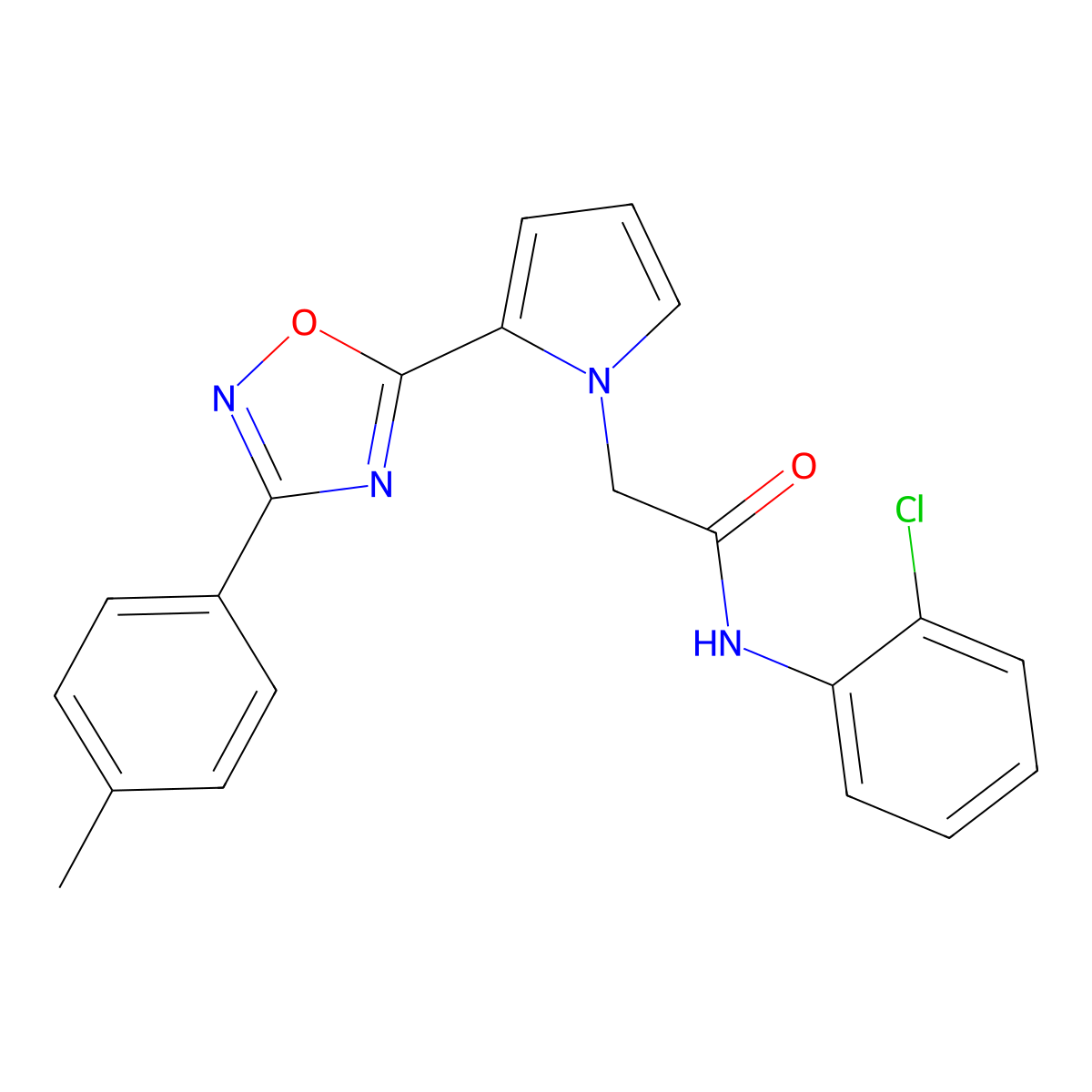 N-(2-chlorophenyl)-2-{2-[3-(4-methylphenyl)-1,2,4-oxadiazol-5-yl]-1H-pyrrol-1-yl}acetamide molecular structure, CAS 1260936-37-5