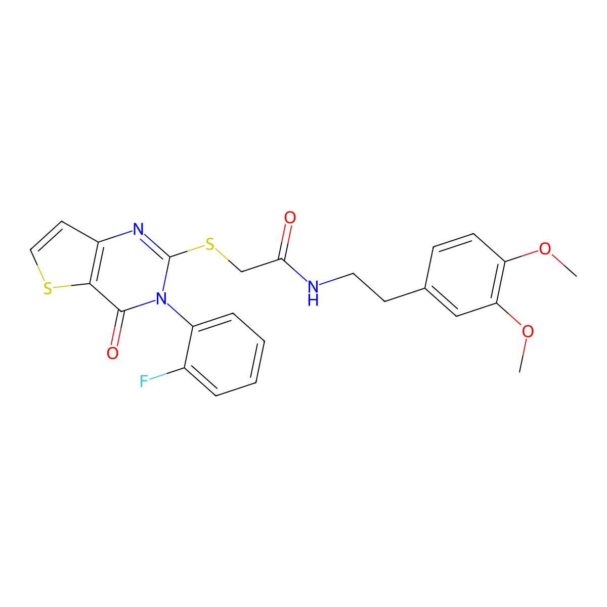 N-[2-(3,4-dimethoxyphenyl)ethyl]-2-{[3-(2-fluorophenyl)-4-oxo-3,4-dihydrothieno[3,2-d]pyrimidin-2-yl]sulfanyl}acetamide molecular structure, CAS 1260936-68-2