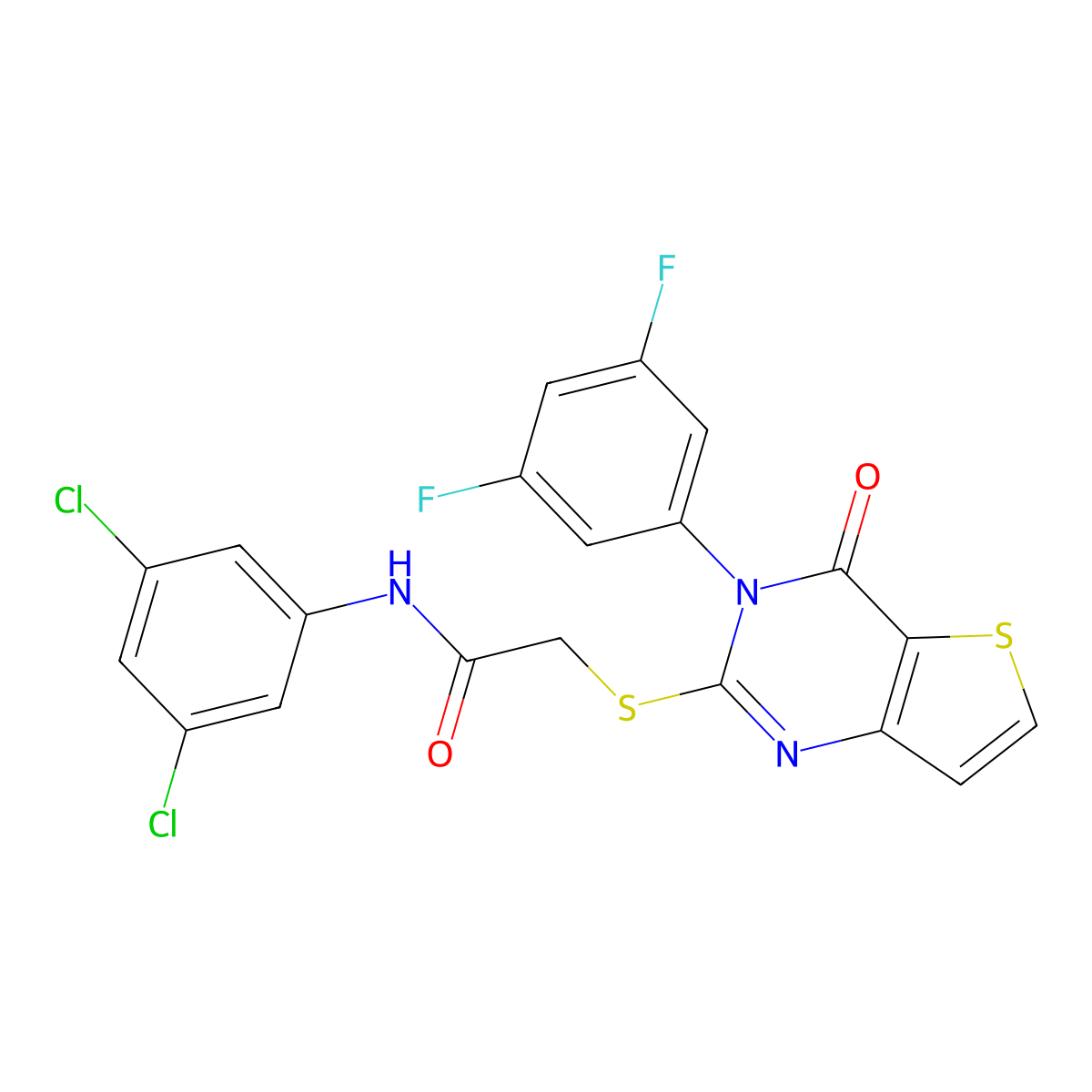 N-(3,5-dichlorophenyl)-2-{[3-(3,5-difluorophenyl)-4-oxo-3,4-dihydrothieno[3,2-d]pyrimidin-2-yl]sulfanyl}acetamide molecular structure, CAS 1260936-78-4