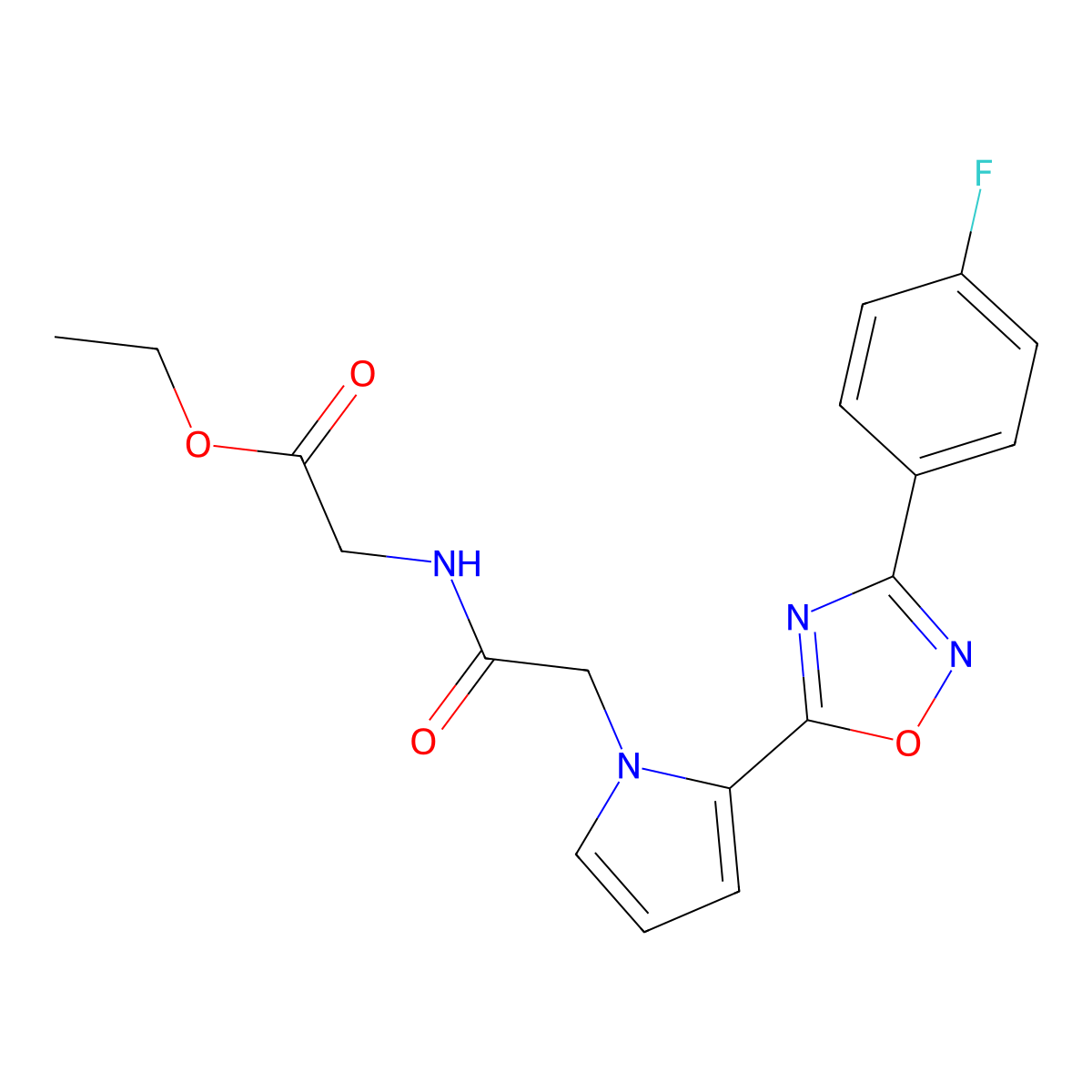 ethyl N-({2-[3-(4-fluorophenyl)-1,2,4-oxadiazol-5-yl]-1H-pyrrol-1-yl}acetyl)glycinate molecular structure, CAS 1260936-99-9