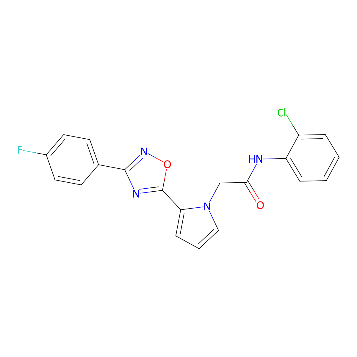 N-(2-chlorophenyl)-2-{2-[3-(4-fluorophenyl)-1,2,4-oxadiazol-5-yl]-1H-pyrrol-1-yl}acetamide molecular structure, CAS 1260937-00-5