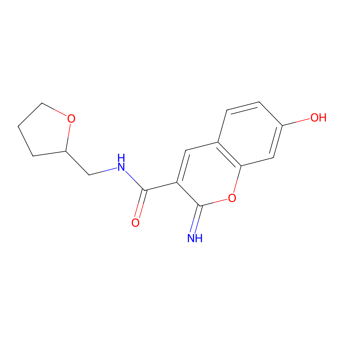 7-hydroxy-2-imino-N-(tetrahydrofuran-2-ylmethyl)-2H-chromene-3-carboxamide molecular structure, CAS 1260937-16-3