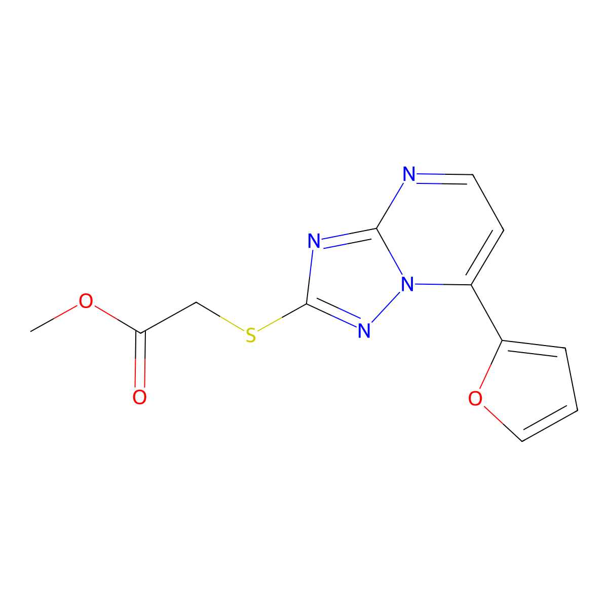 Methyl {[7-(furan-2-yl)[1,2,4]triazolo[1,5-a]pyrimidin-2-yl]sulfanyl}acetate molecular structure, CAS 1260937-70-9