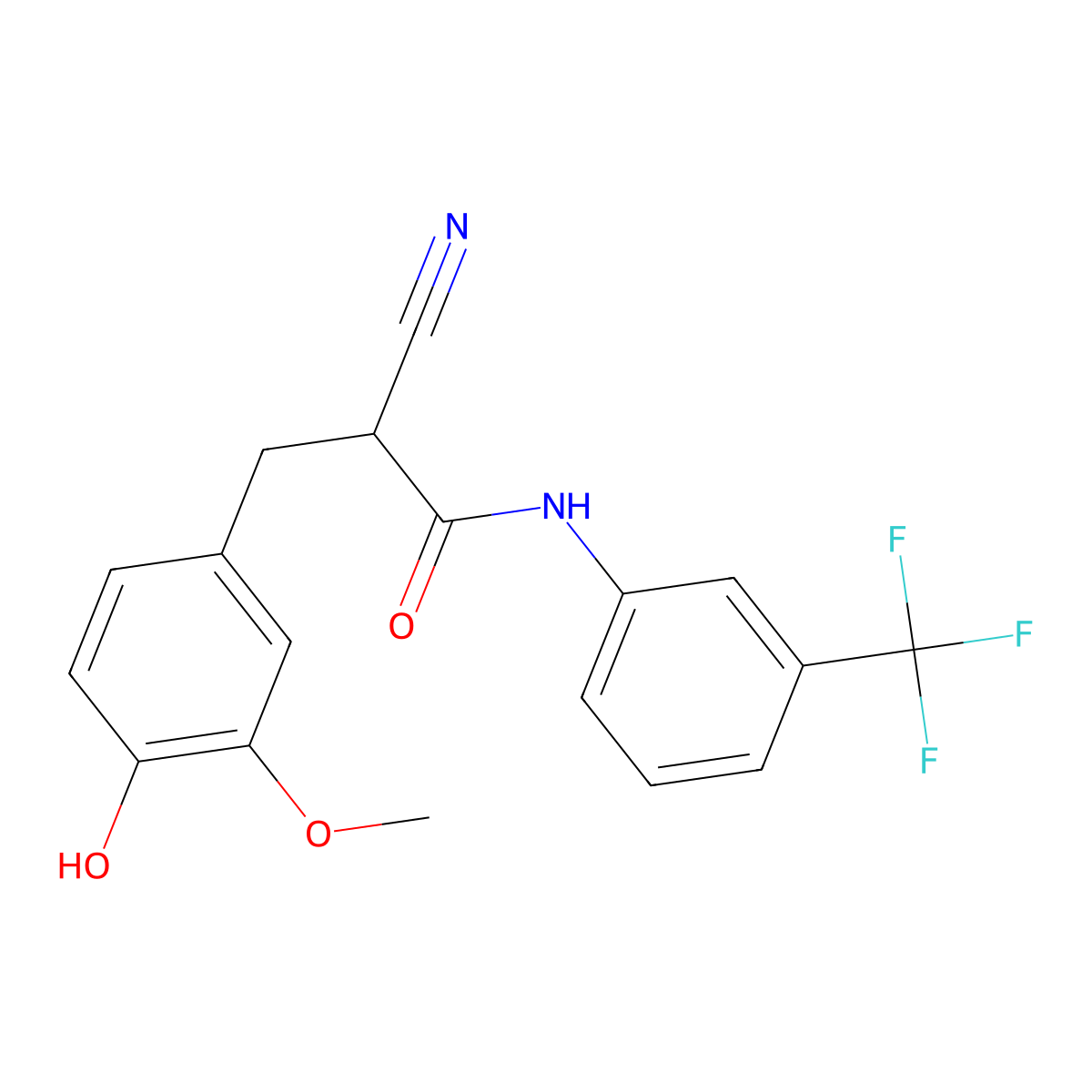 2-cyano-3-(4-hydroxy-3-methoxyphenyl)-N-[3-(trifluoromethyl)phenyl]propanamide molecular structure, CAS 1260937-79-8